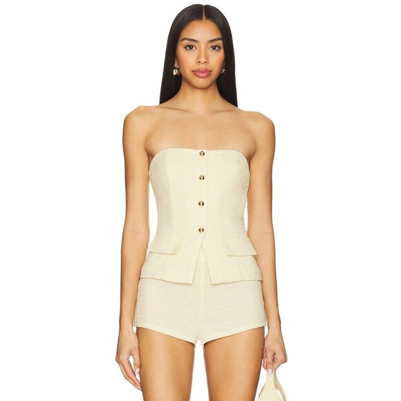 More To Come Karsi Strapless Top in Baby Yellow - Picture 2 of 5